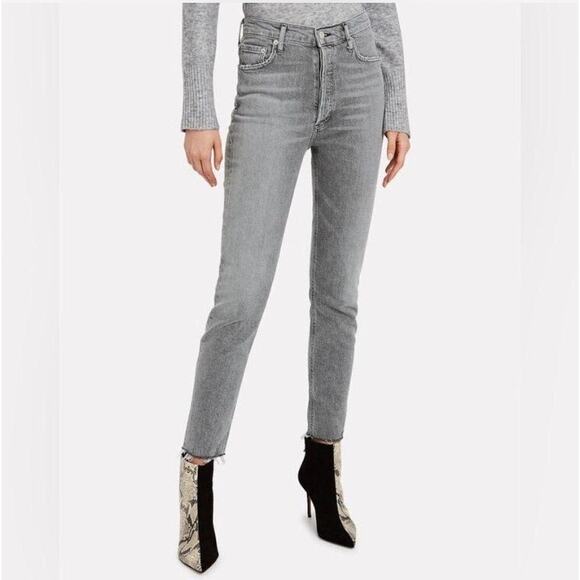 AGOLDE Nico High-Rise Skinny Jeans Washed Gray Black 25 Excellent Condition - Picture 1 of 15